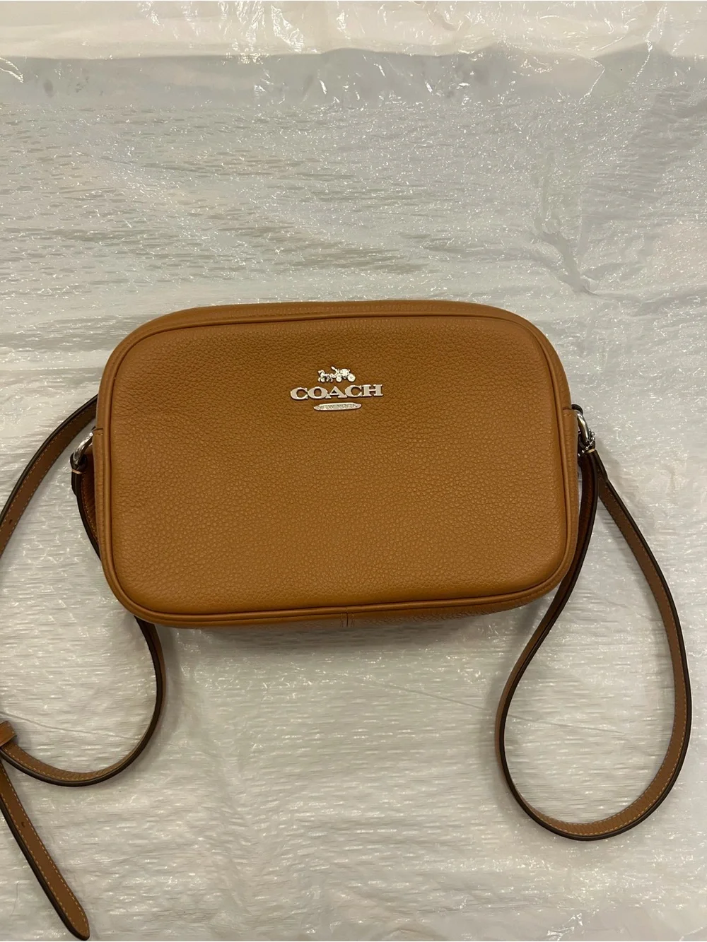 Coach Cognac Pebbled Leather Messenger Crossbody